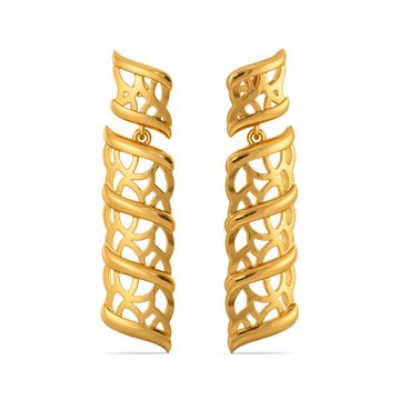 Shield of Lattice Gold Earrings