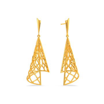 Net Tone Gold Earrings