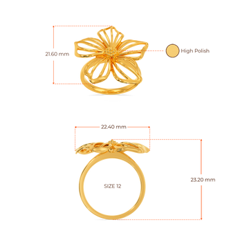 Blooming Heart Gold Rings