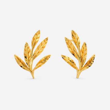 Olive Leaves Gold Earrings