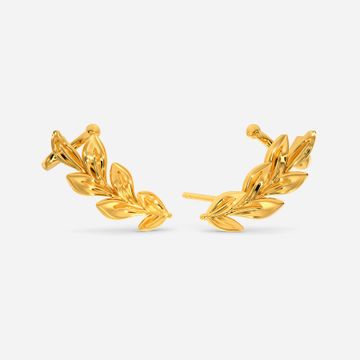 Twin Leaf Gold Earrings