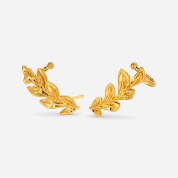 Twin Leaf Gold Earrings