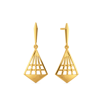 Plaid Checked Gold Earrings