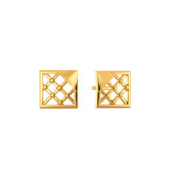 Plaid Powered Gold Earrings