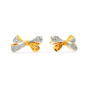 Bow Charm Diamond Earrings