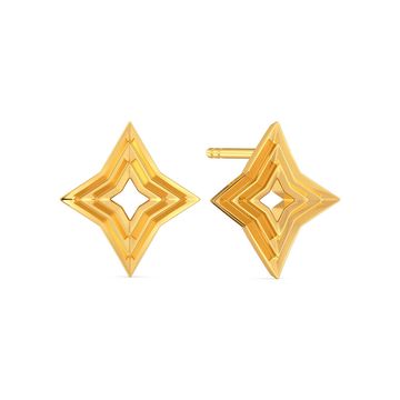 Ridges N Rims Gold Earrings