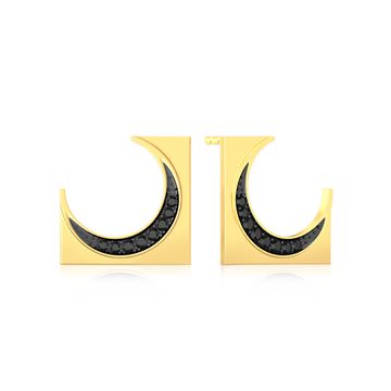 Black Crescent Diamond Earrings