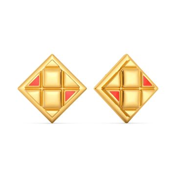 Grid Drama Gold Earrings