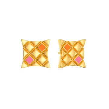 Cyber Square Gold Earrings