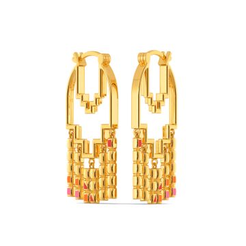 Grid Rules Gold Earrings