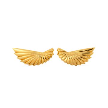 Fan of Pleats Gold Earrings