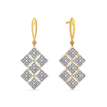 Plaid Unraveled Diamond Earrings