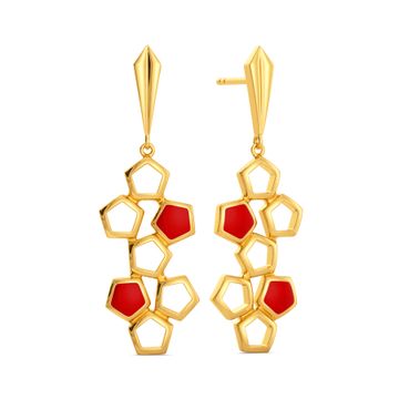Pent Up Cherry Gold Earrings