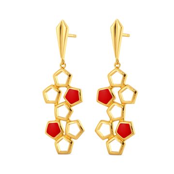 Pent Up Cherry Gold Earrings
