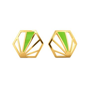 Green Sheen Gold Earrings