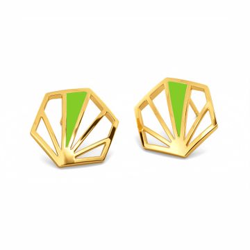 Green Sheen Gold Earrings