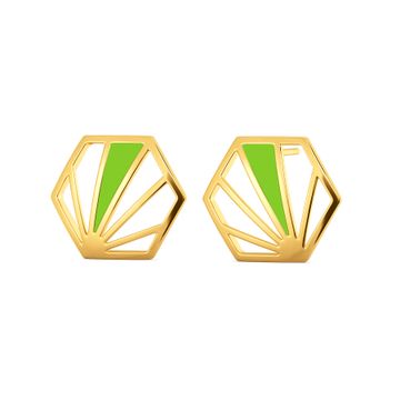 Green Sheen Gold Earrings