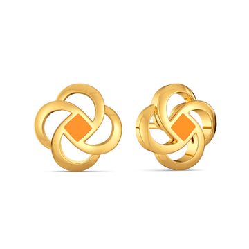 Orange Pop Gold Earrings