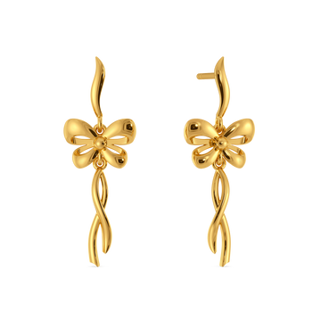 Ribboned Grace Gold Earrings