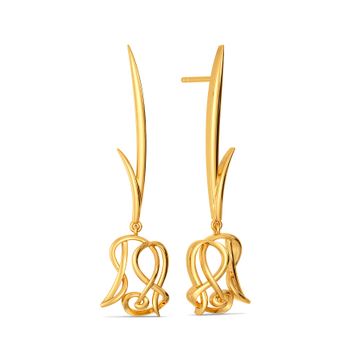 Fiery Floral Gold Earrings