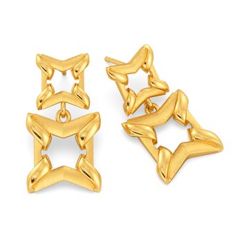 Power Frames Gold Earrings