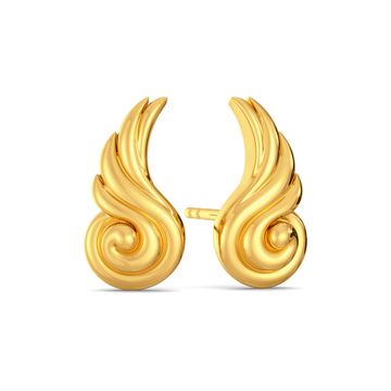 Winged Curls Gold Earrings