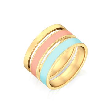 Striped Halo Gold Rings