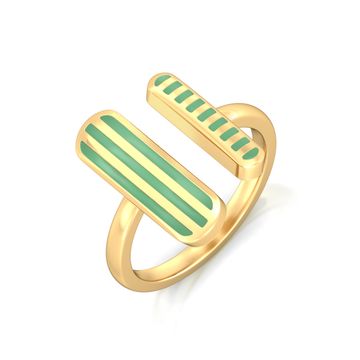 Pinstriped Green Gold Rings