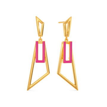 Pink Domination Gold Earrings