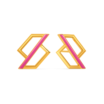 Pink Domination Gold Earrings