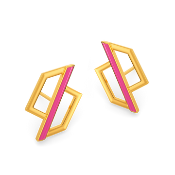 Pink Domination Gold Earrings