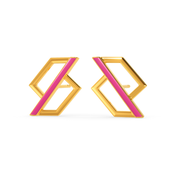 Pink Domination Gold Earrings
