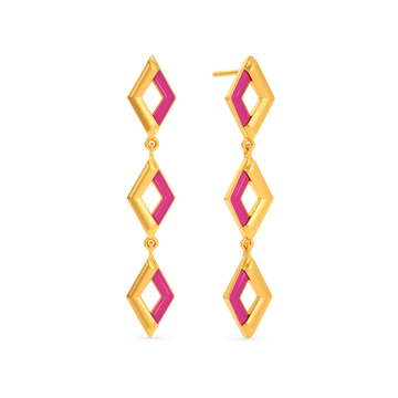 Pink Attitude Gold Earrings