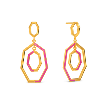 Pink Dynamics Gold Earrings