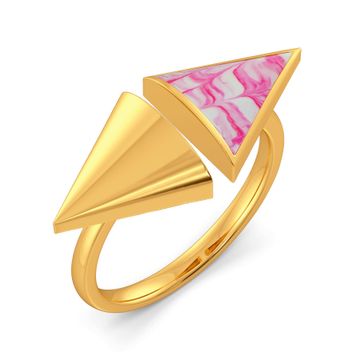 Pink Shibori Gold Rings