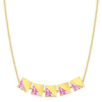 Pink Shibori Gold Necklaces