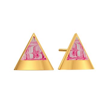 Pink Shibori Gold Earrings