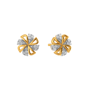 Twirl Gleam Studs Diamond Earrings