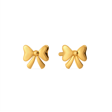 Ribbon Flick Studs Gold Earrings