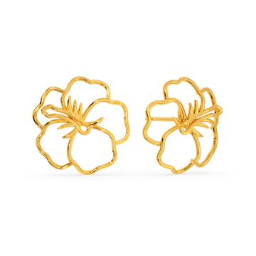Hibiscus Sparkle Gold Earrings