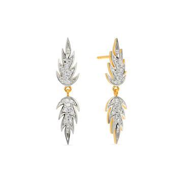 Parellel Leaf Love Diamond Earrings