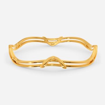 Flows In Waves Gold Bangles