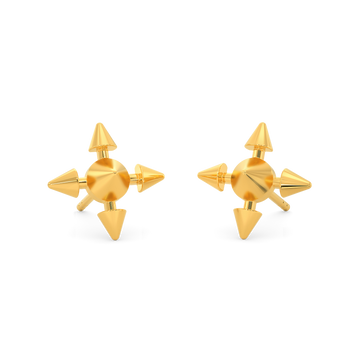 Rusty Spikes Gold Earrings