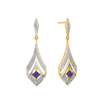 Bling In Purple Diamond Earrings