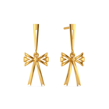 Charmed in Ribbons Gold Earrings
