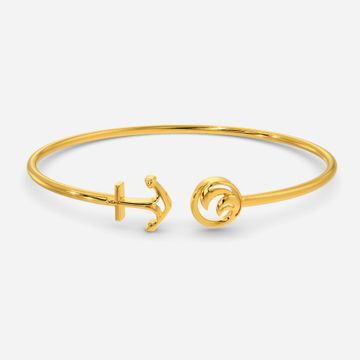 Exquisite Waves Gold Bangles