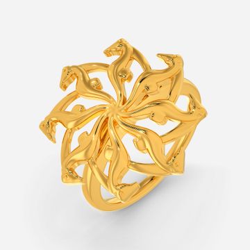 Playful Seahorses Gold Rings