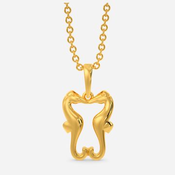 Playful Seahorses Gold Pendants