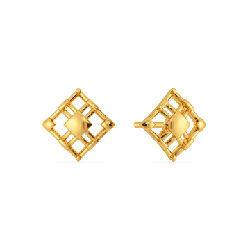 Think Plaid Gold Earrings
