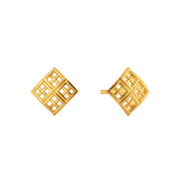 Trend in Plaid Gold Earrings